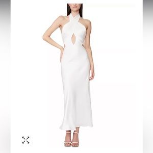 Never Worn Wyn Bardot Satin Halter Gown